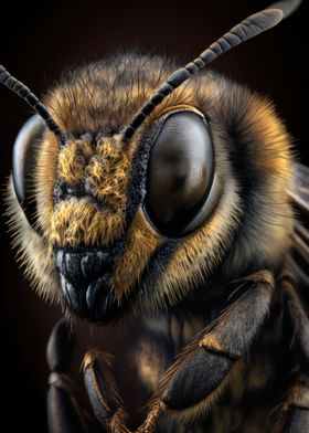 Bee portrait on dark