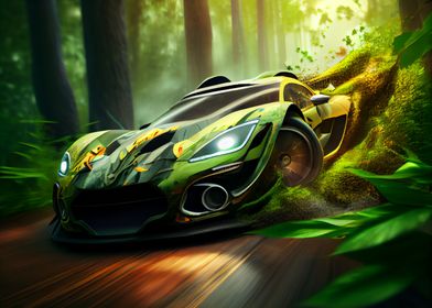 Sports car forest fusion