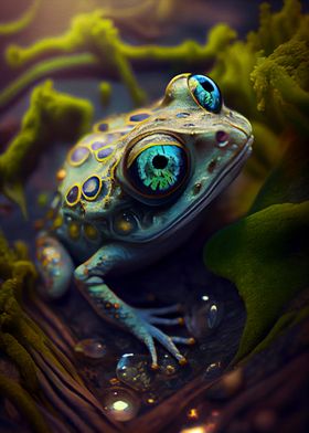 Alien Frog With Cyan Eyes