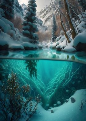 River in snowy mountain