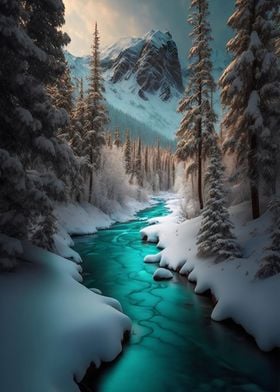 River in snowy mountain