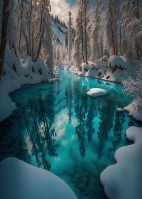 River in snowy mountain