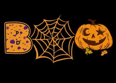 boo with pumpkin  spider 