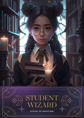 Magic student in libarary