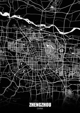 Zhengzhou China Dark Map