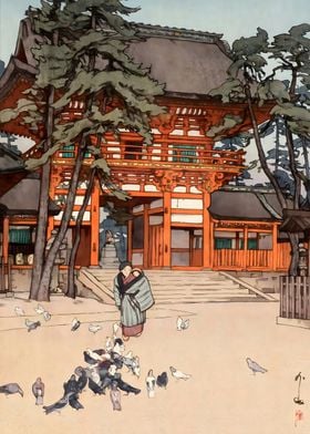 Ukiyo e Gion Shrine Gate