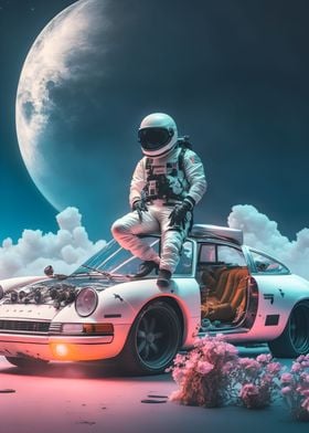 Astronaut and porsche