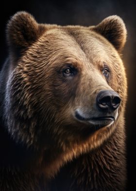 Bear portrait on dark
