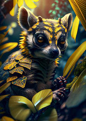 Yellow Striped Alien Lemur