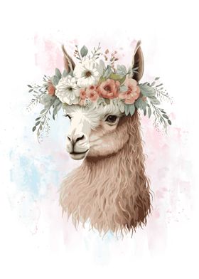 Watercolor Alpaca Llama