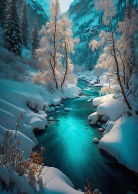 River in snowy mountain