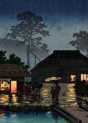 Ukiyo e Long Spell of Rain