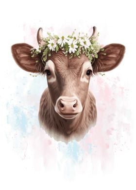 Watercolor Calf Baby Cow