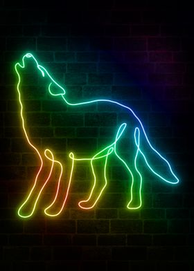 Howling Wolf Neon Animals