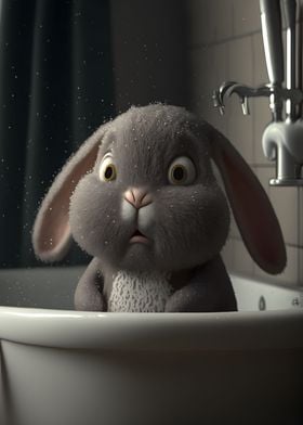 Little cute bunny in bath