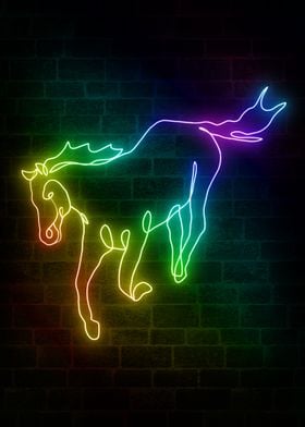 Horse Running Neon Animals