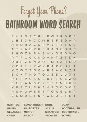 Bathroom Word Search