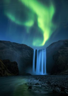 Aurora Above Skogafoss