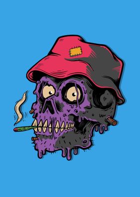 Smoking skull and hat