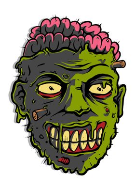 Zombie head and brain