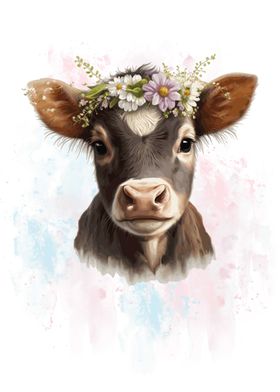 Floral Calf Baby Cow Farm