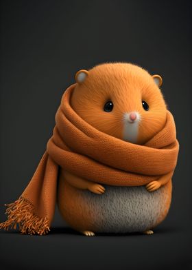 HAMSTER 3D WITH SCARF