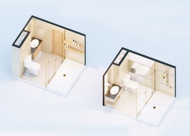 Axonometric view of toilet