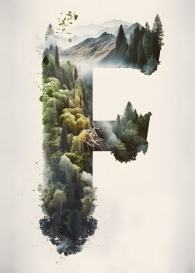 Letter F Double Exposure