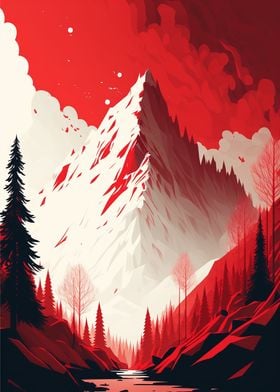 Red and white landscape