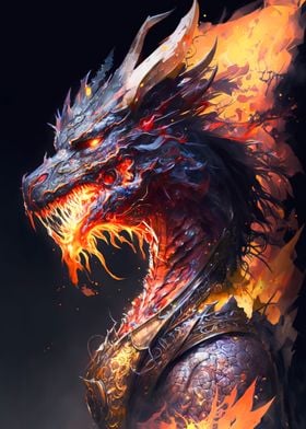 Dragon in flames