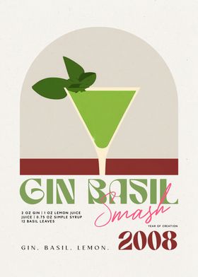 Gin Basil Smash Cocktail