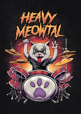 Heavy Meowtal Cat Drummer