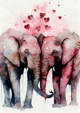 Elephant Couple Watercolor