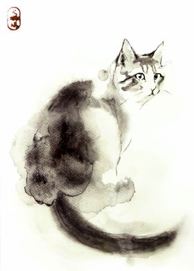 Watercolor Cat Painting