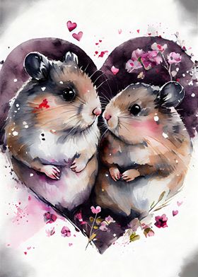 Hamster Couple Watercolor