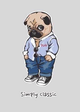 Cartoon pug dog