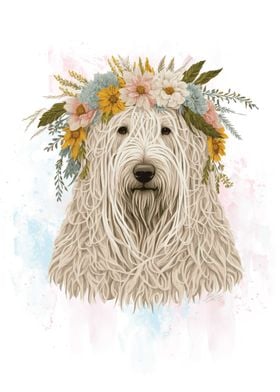 Floral Komondor Dog Art