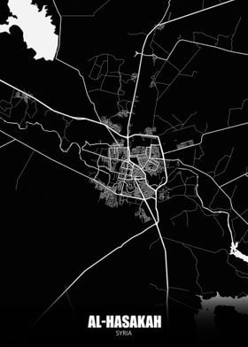 Al Hasakah Syria Dark Map