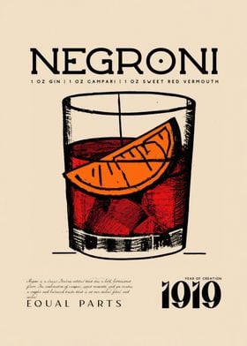 Negroni Cocktail 1919 Art