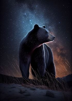 Black Bear under the Stars