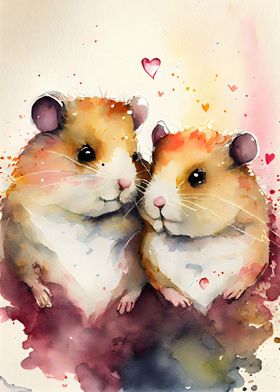 Hamster Couple Watercolor