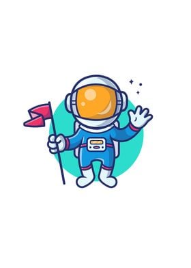 Astronaut Holding Flag