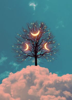 Moon Surreal Tree 