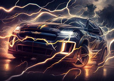 SUV and lightning