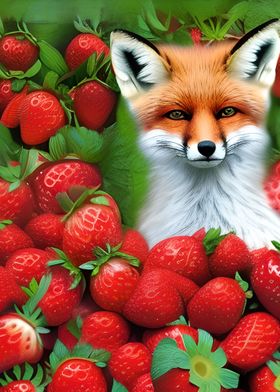 Fox in Strawberry Patch