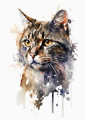 Cat Watercolor 