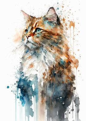 Cat Watercolor 