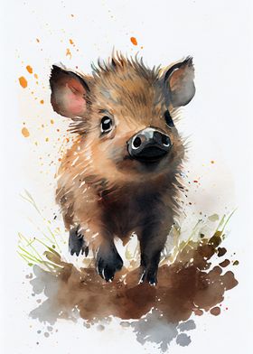 Cute little wild boar