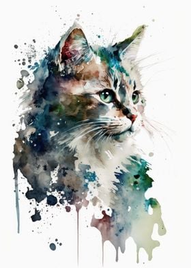 Cat Watercolor 