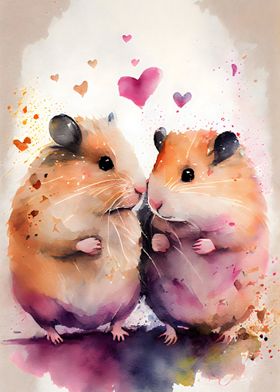 Hamster Couple Watercolor